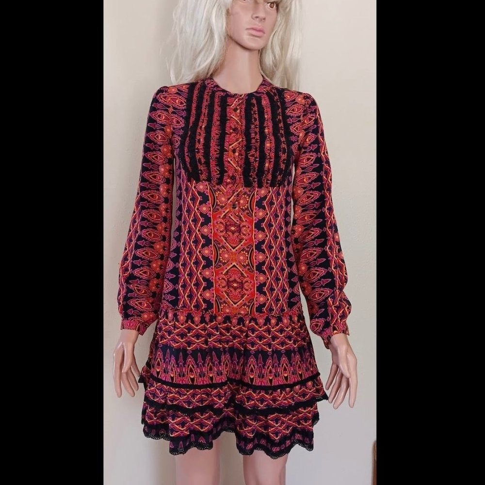 Original Pink Purple Ruffled Tunic Dress by MNG CASUAL SPORTSWEAR, Size …